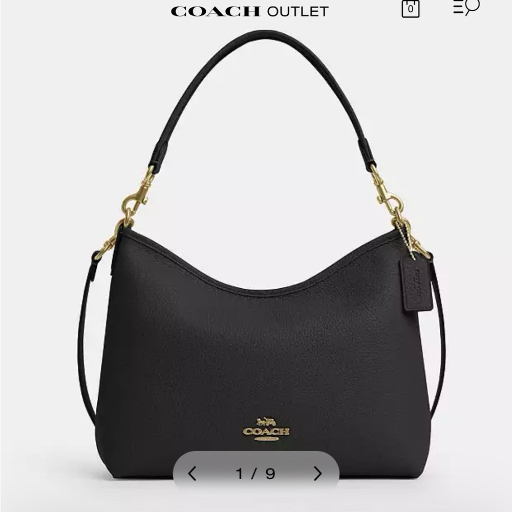 Coach Black Shoulder Bag with Gold Accents